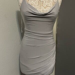 Windsors Elegant Gray Ruched Dress